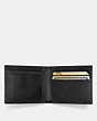 COACH®,SLIM BILLFOLD ID WALLET,Smooth Leather,Black,Inside View,Top View