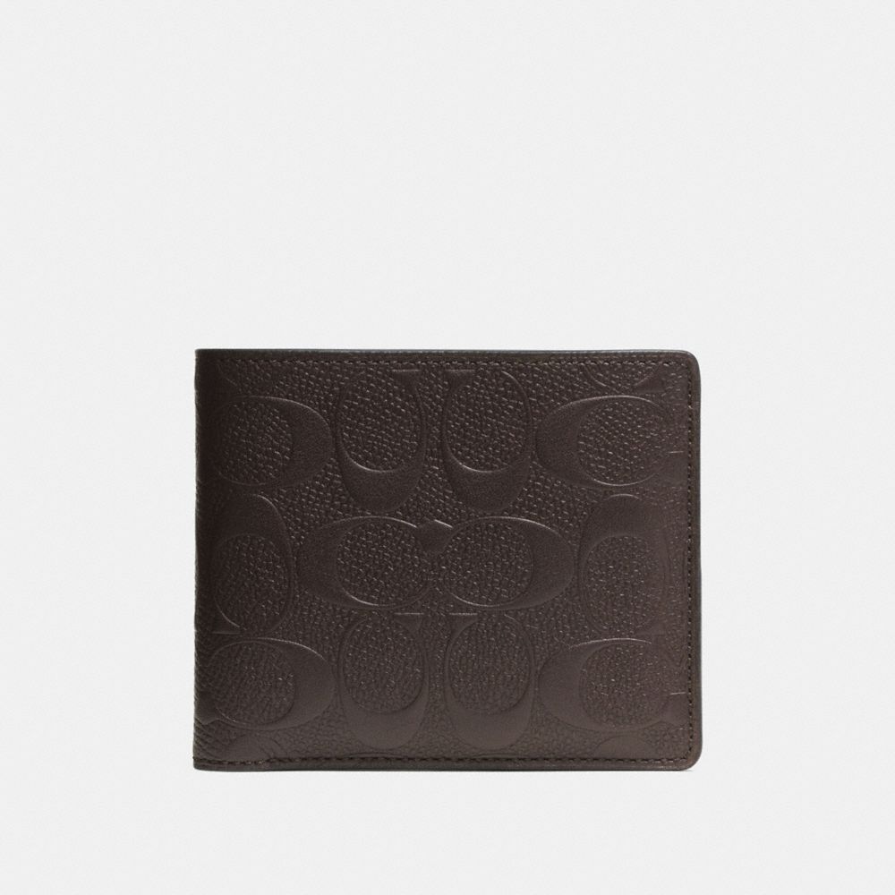 COACH® Compact Id Wallet In Signature Leather