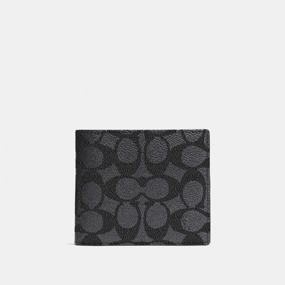 COACH® Compact Id Wallet In Signature Canvas