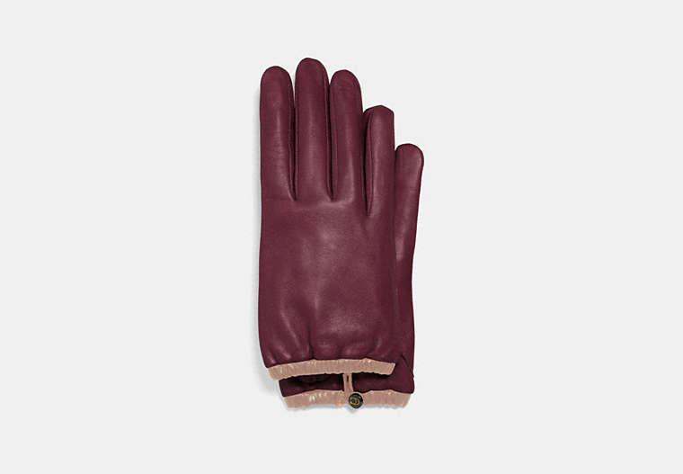Sculpted Signature Gathered Leather Tech Gloves image number 0