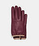 COACH®,SCULPTED SIGNATURE GATHERED LEATHER TECH GLOVES,Leather,Vintage Mauve,Front View