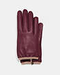 COACH®,SCULPTED SIGNATURE GATHERED LEATHER TECH GLOVES,Leather,Vintage Mauve,Front View