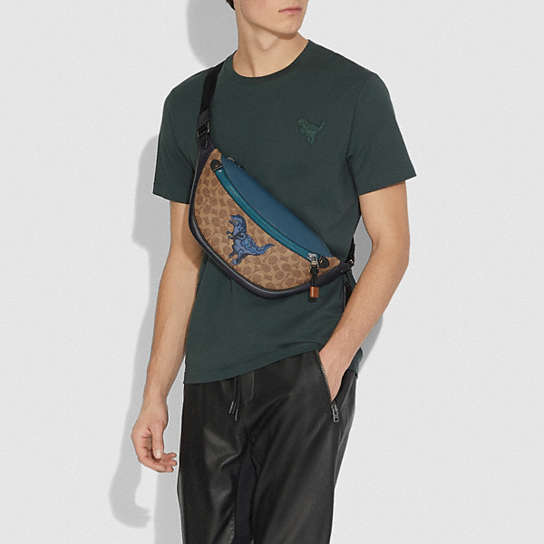 COACH® | Rivington Belt Bag In Signature Canvas With Rexy By Zhu