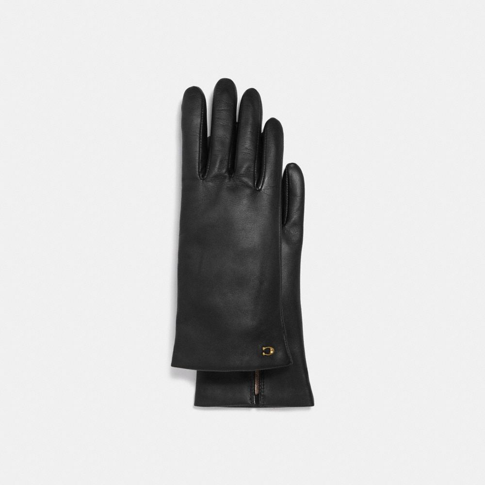 Coach sculpted signature discount leather tech gloves