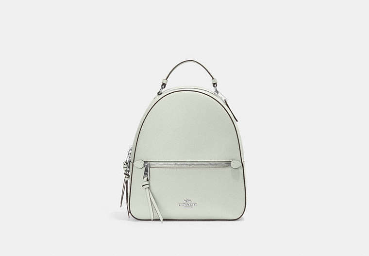 COACH®,JORDYN BACKPACK,Leather,Large,Office,Silver/Light Sage,Front View