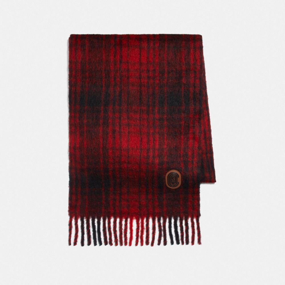 COACH®,Hunting Plaid Print Oversized Muffler,,Front View