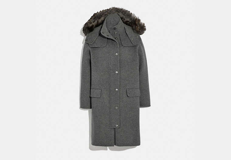 Luxury Wool Parka With Shearling Ruff