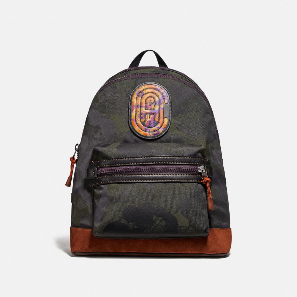 COACH® Academy Backpack With Camo Print And Kaffe Fassett Coach Patch