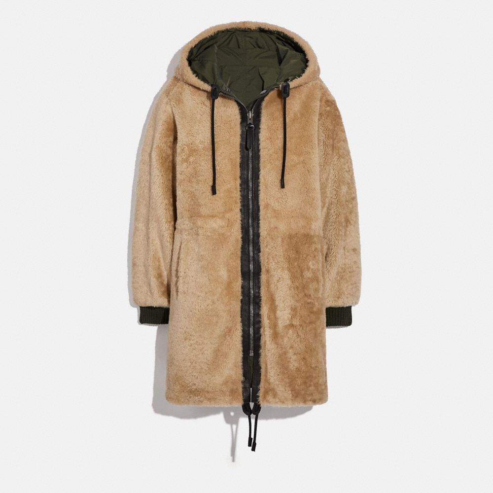 coach reversible shearling parka