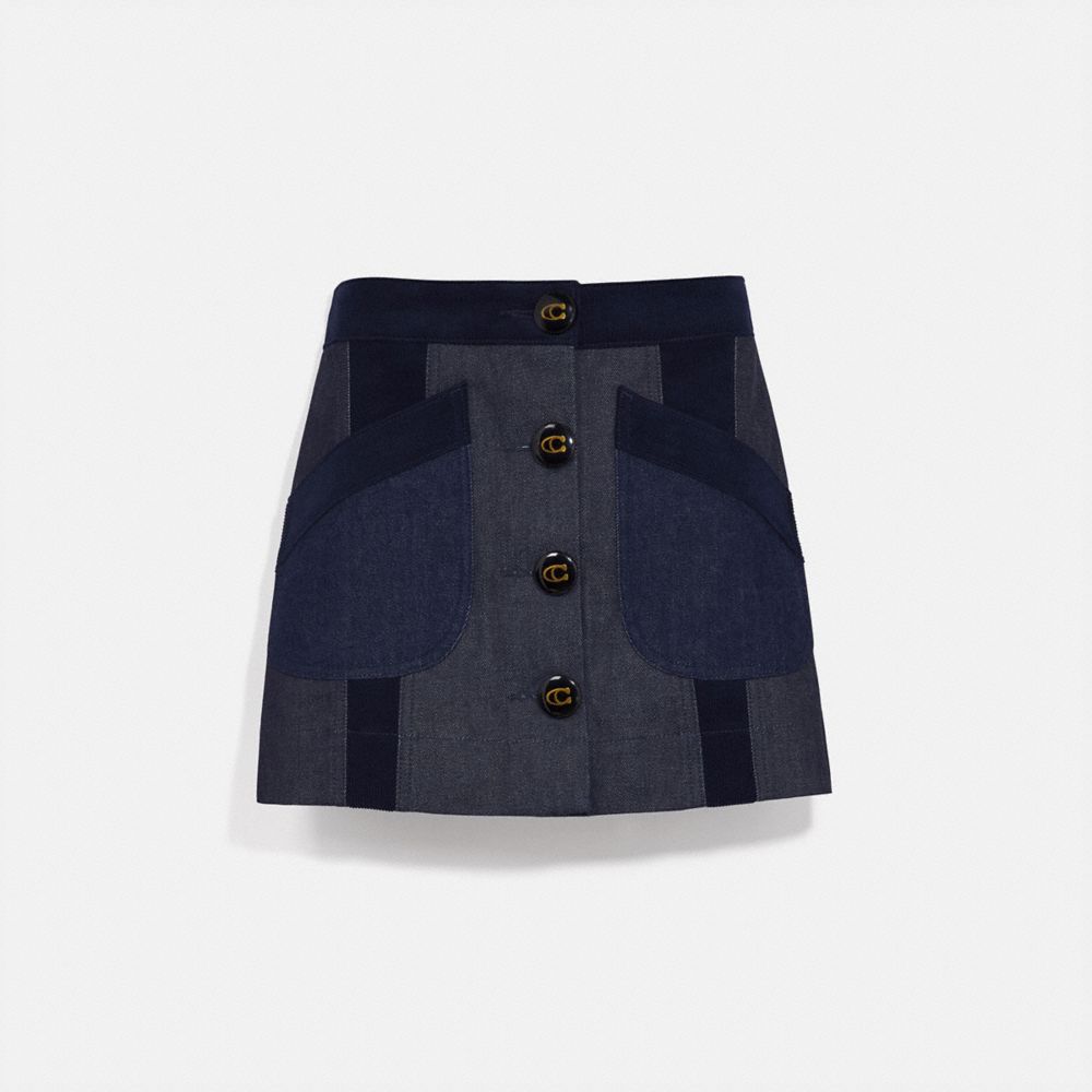 COACH®: Denim Skirt With Corduroy Detail