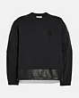 Leather Trim Sweatshirt