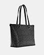 COACH®,GALLERY TOTE IN SIGNATURE CANVAS,Leather,Large,Silver/Graphite/Black,Angle View