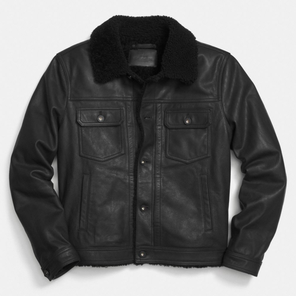 Shearling Lined Leather Jean Jacket COACH®