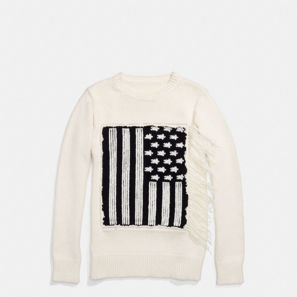 White American Flag Cotton Intarsia Sweater