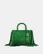 COACH®,ROGUE 25 WITH FRINGE,Leather,Medium,Black Copper/Kelly Green,Front View