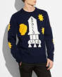 COACH®,SPACE INTARSIA SWEATER,wool,NAVY,Front View