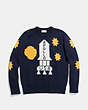 COACH®,SPACE INTARSIA SWEATER,wool,NAVY,Scale View