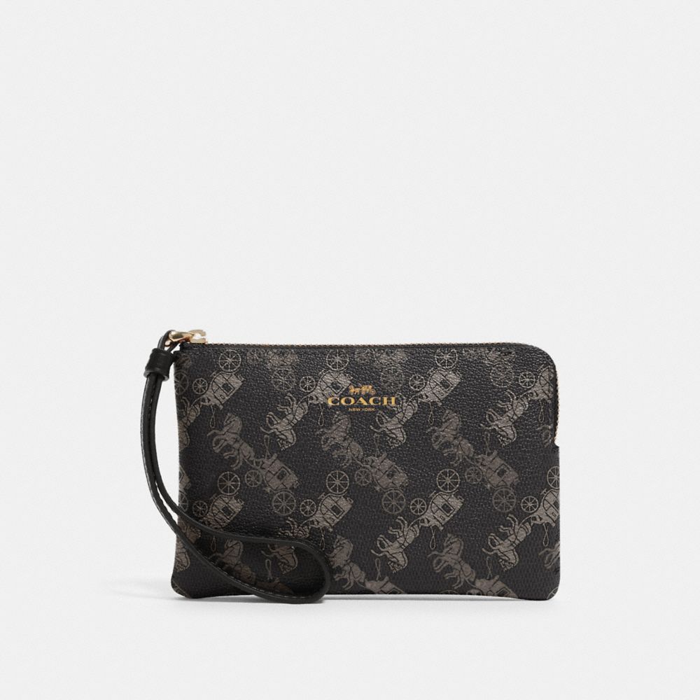 COACH® Outlet | Corner Zip Wristlet With Horse And Carriage Print