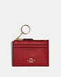 COACH®,MINI SKINNY ID CASE,Leather,Mini,Gold/1941 Red,Front View