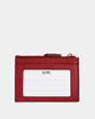 COACH®,MINI SKINNY ID CASE,Leather,Mini,Gold/1941 Red,Back View