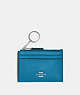 COACH®,MINI SKINNY ID CASE,Leather,Mini,Silver/Electric Blue,Front View