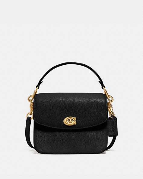 COACH®,CASSIE CROSSBODY 19,Leather,Small,Brass/Black,Front View