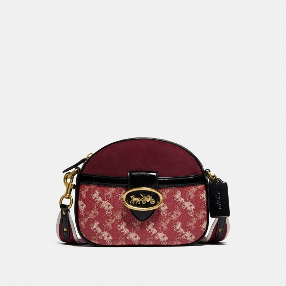 Coach Embossed Leather Horse & Carriage Round Crossbody - Pink