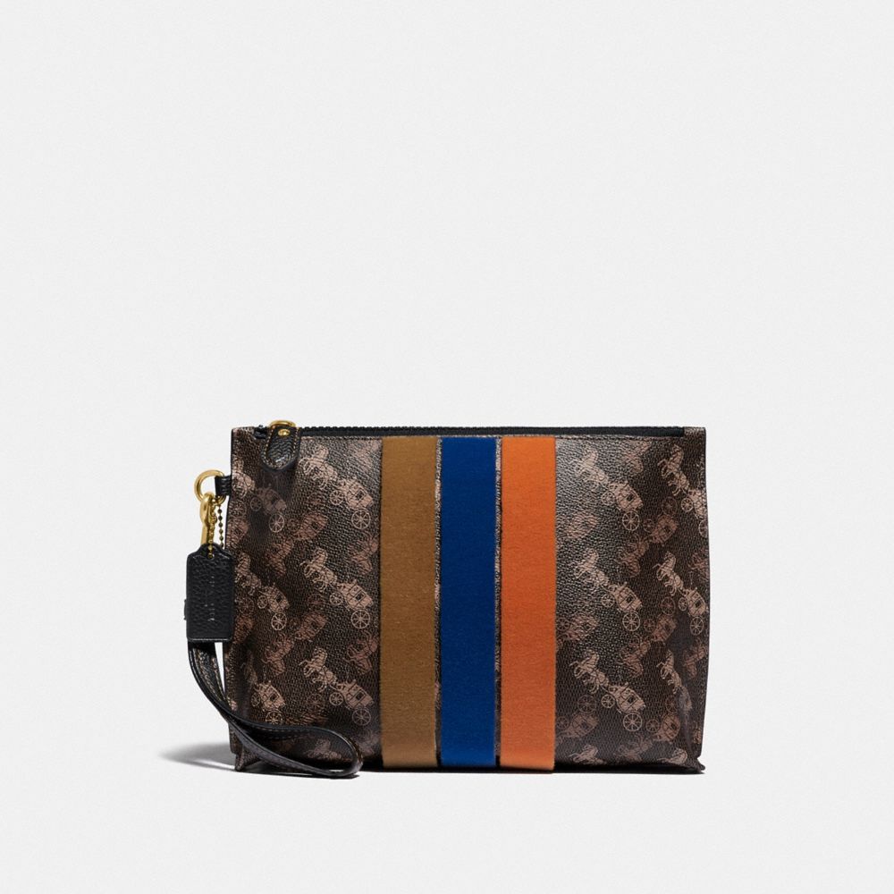 COACH® | Charlie Pouch With Horse And Carriage Print And Varsity Stripe