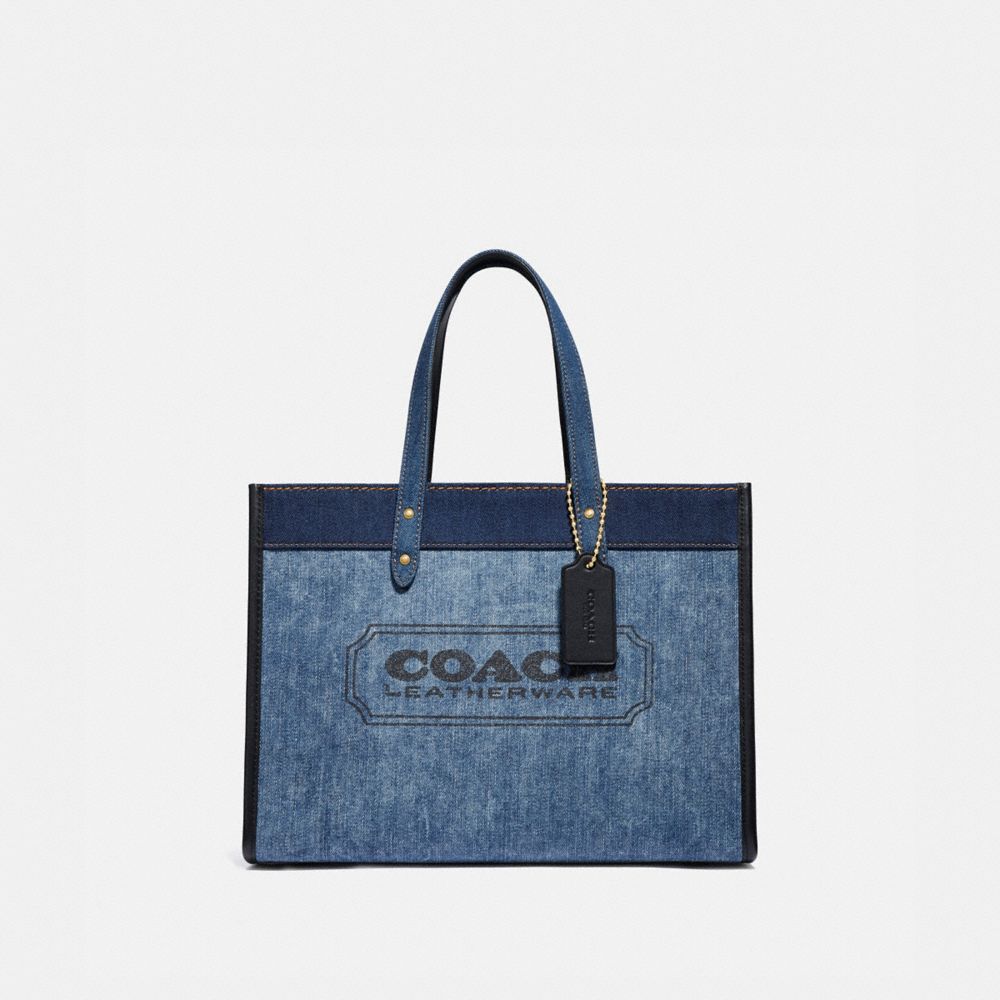 coach field tote 30 denim