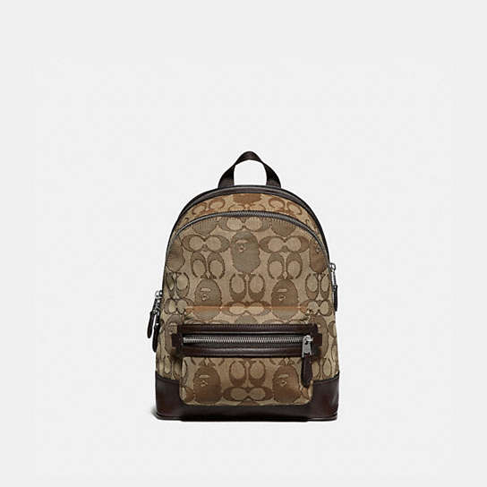 Bape X Coach Academy Backpack 23 In Signature Jacquard With Ape 