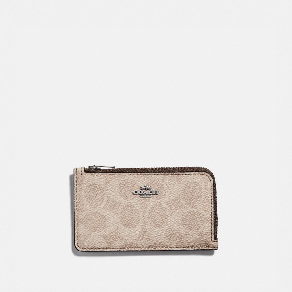 COACH® Outlet Small L Zip Card Case In Blocked Signature Canvas