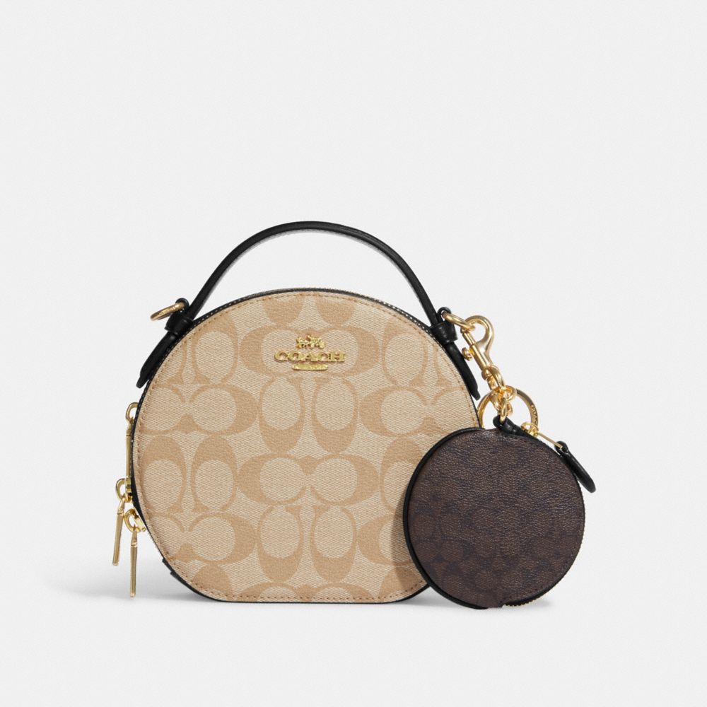 COACH® Outlet | Circular Coin Pouch Bag Charm In Signature Canvas