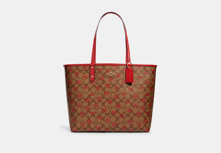 Reversible City Tote In Signature Canvas With Crayon Hearts Print
