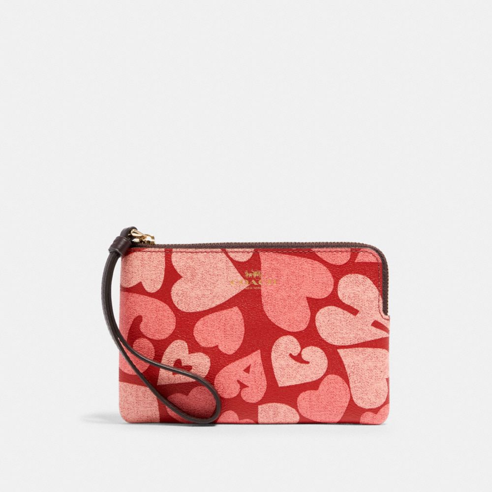 COACH® Outlet Corner Zip Wristlet With Coach Heart Print