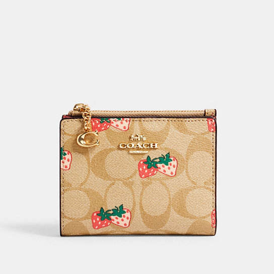 COACH® Outlet | Snap Card Case In Signature Canvas With Strawberry Print