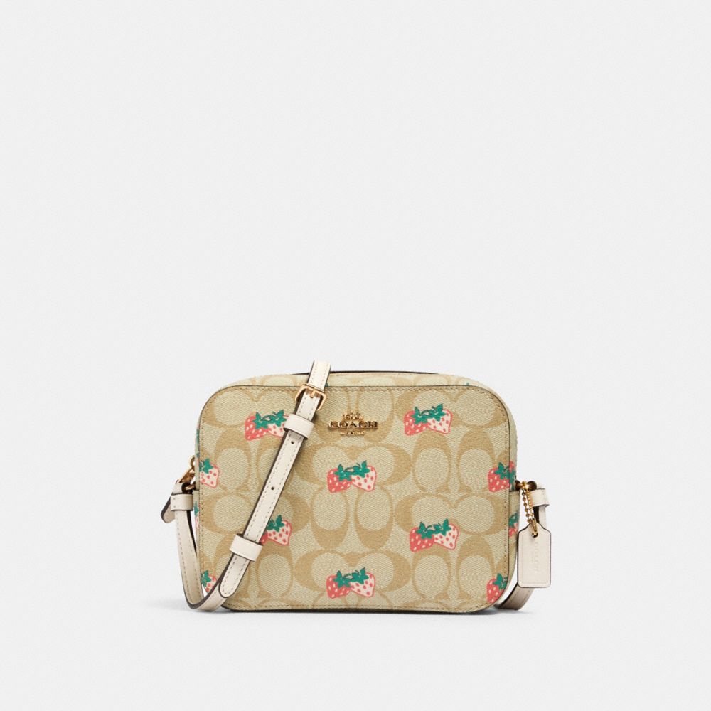 COACH® Outlet Mini Camera Bag In Signature Canvas With Strawberry Print