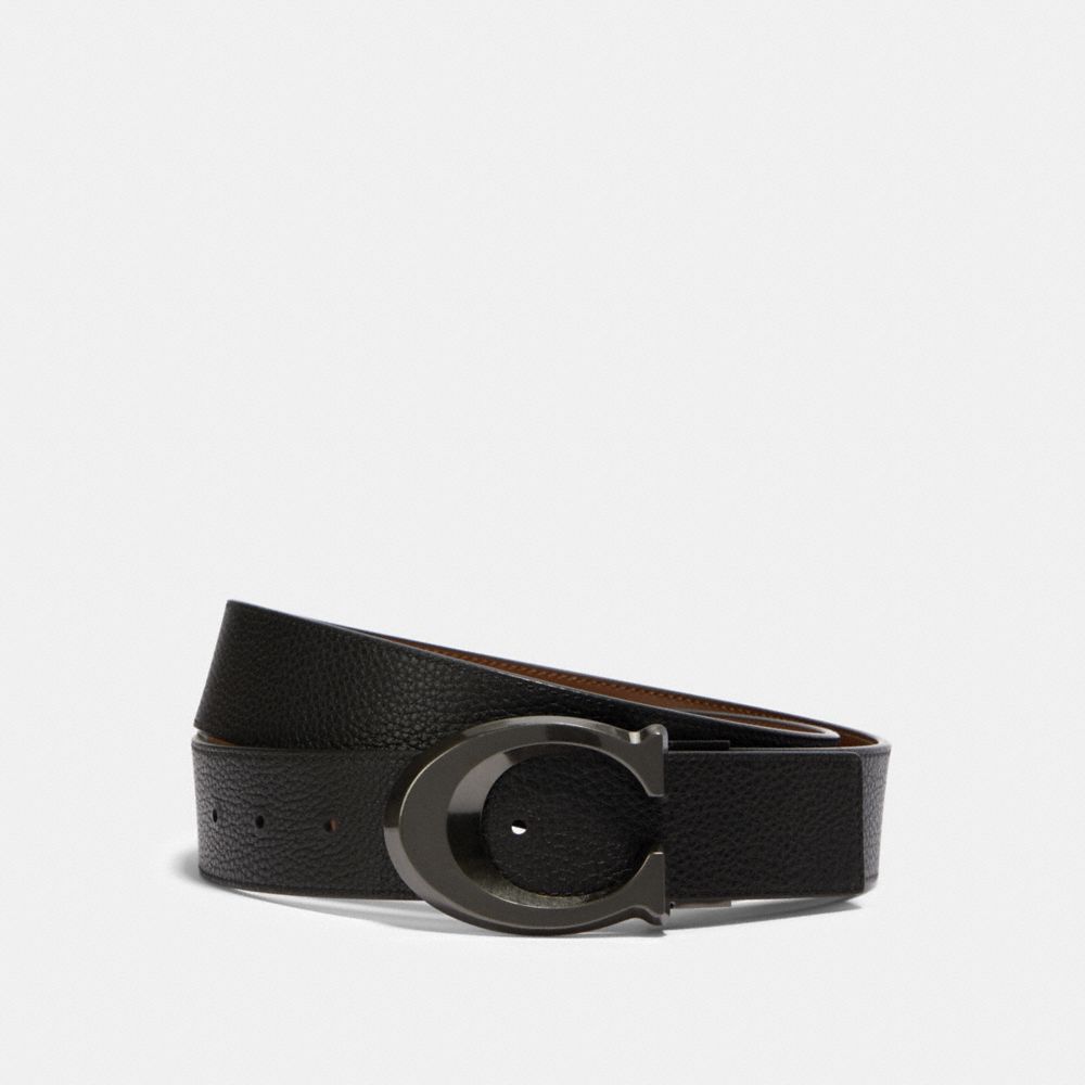 Coach SCULPTED REVERSIBLE BELT - Belt - saddle/black 