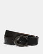 COACH®,SIGNATURE BUCKLE CUT-TO-SIZE REVERSIBLE BELT, 38MM,Pebbled Leather,Gunmetal/Black/Dark Saddle,Front View