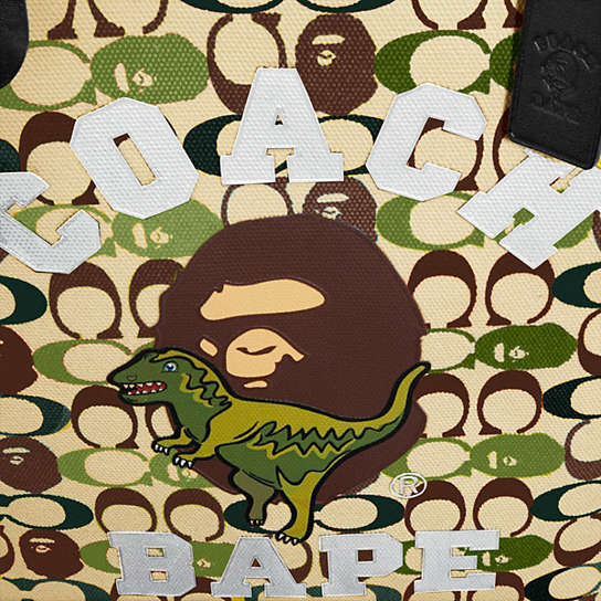 COACH®: Bape X Coach Tote 47 In Signature Canvas With Ape Head
