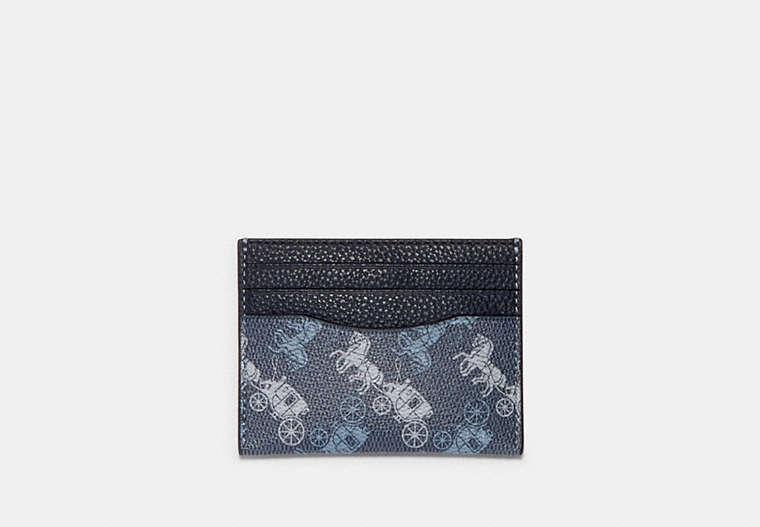 Slim Card Case With Horse And Carriage Print