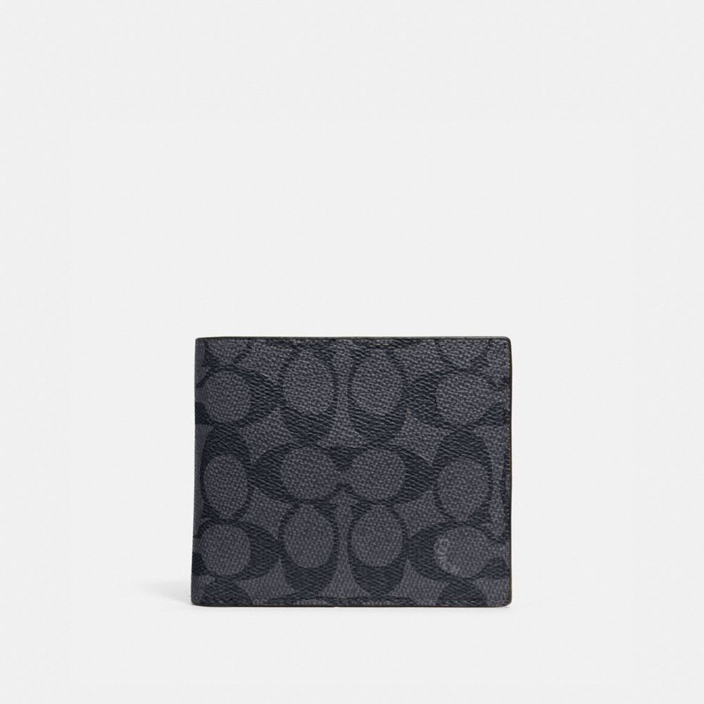 Coach 3 In 1 Wallet In Signature Canvas In Charcoal/black