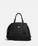 COACH®,LORA CARRYALL 30,Pebbled Leather,Large,Brass/Black,Front View