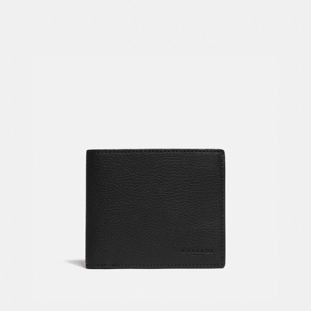 Coach 3 In 1 Wallet With Signature Canvas Detail In Black/khaki