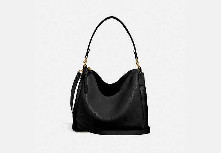 COACH®,SHAY SHOULDER BAG,Leather,Large,Brass/Black,Front View
