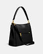 COACH®,SHAY SHOULDER BAG,Leather,Large,Brass/Black,Angle View