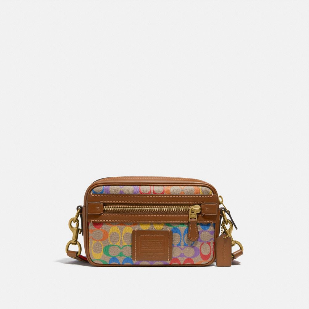 COACH® Academy Crossbody In Rainbow Signature Canvas