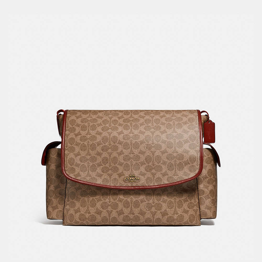 Coach Baby Messenger Bag In Signature Canvas In Color<lsn_delimiter>brass/tan/rust