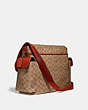 COACH®,BABY MESSENGER BAG IN SIGNATURE CANVAS,Signature Coated Canvas,Large,Brass/Tan/Rust,Angle View