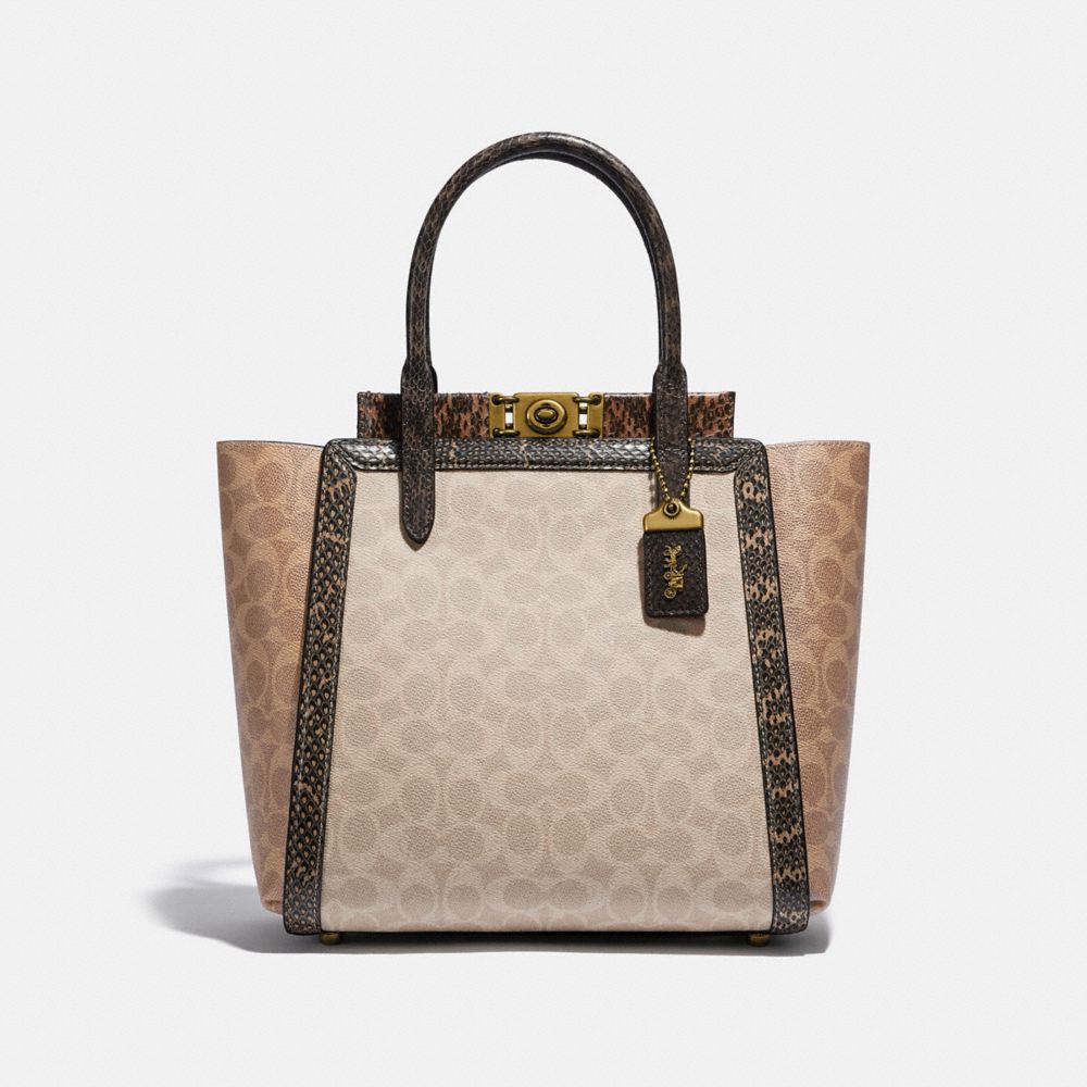 Troupe Tote In Signature Canvas With Snakeskin Detail | COACH®