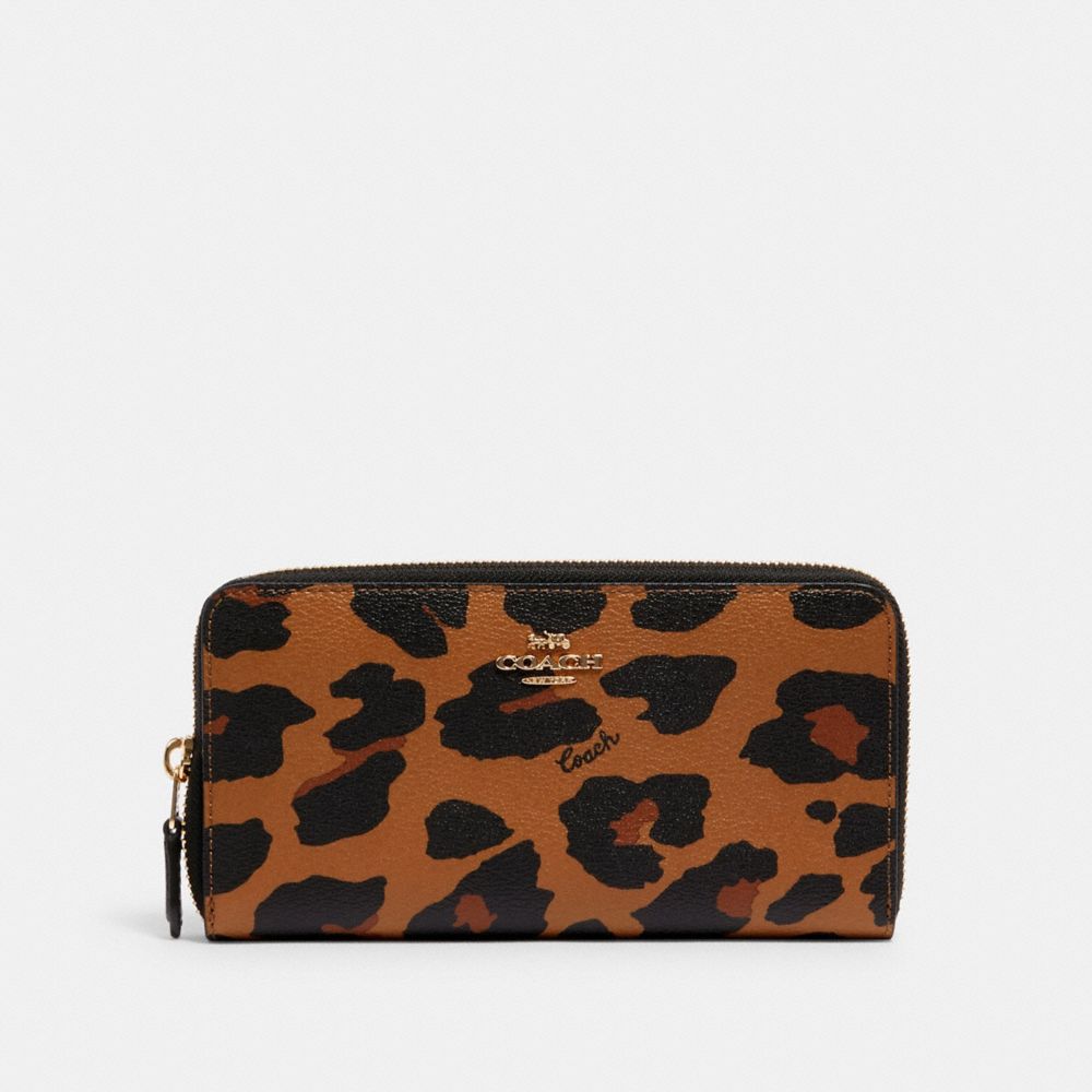 COACH® Outlet | Accordion Zip Wallet With Leopard Print